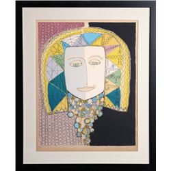 Gloria Vanderbilt, Egyptian Head, Lithograph