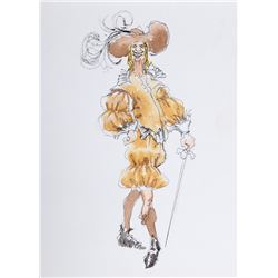 Jeronimo, Man with Fabulous Hat and Yellow Outfit, Watercolor, Gouache, and Ink Drawing