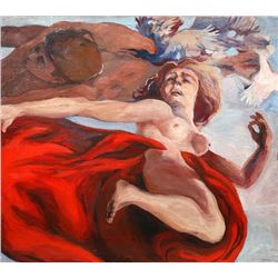 Jack Youngerman, Nude Couple with Birds I, Oil Painting