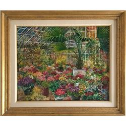 Honey W. Kurlander, Greenhouse, Oil Painting