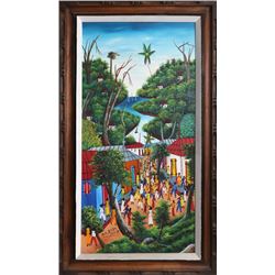 Gilbert Desir, Street by the Sea, Oil Painting