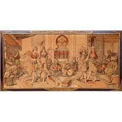 Orientalist Musicians and Dancers in the Sultan's Palace, Embroidered Tapestry