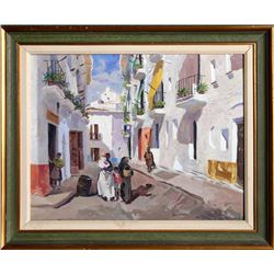Isidro Antequera, Calle Manchega, Oil Painting