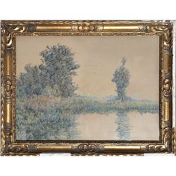 Peaceful Lake, Gouache Painting