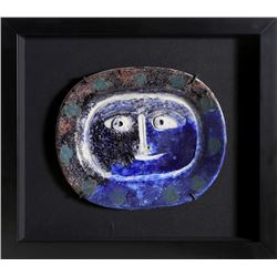 Pablo Picasso, Visage Brun-Bleu, (Ramie 2) Ceramic Plate