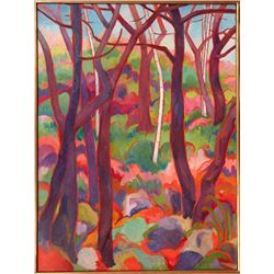 Kyohei Inukai aka Earle Goodenow, Spring Trees in Catskills, Oil Painting