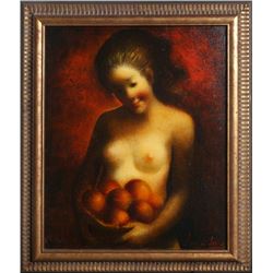 Jaime de Jaraiz, Nude with Fruit, Oil Painting