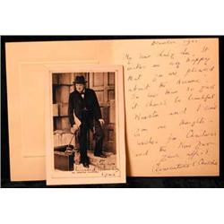 A signed and inscribed photo of Winston Churchill to Lady Lee, dated 1946, depicting Churchill i...
