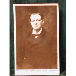 A good early photo/postcard of Churchill, inscribed by him verso together with 105 Mount St addr...