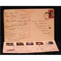 A rare 1970 Mexico World Cup footbal First Day cover signed by sixteen England team members incl...