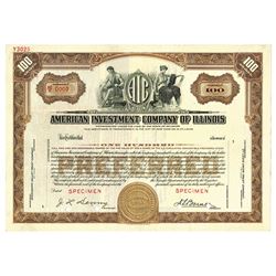 American Investment Co. of Illinois, 1925 Specimen Stock Certificate