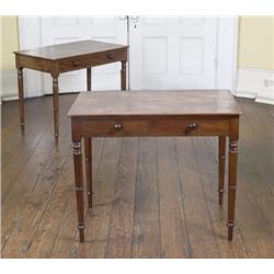 A PAIR OF IRISH WILLIAM IV MAHOGANY CHAMBER TABLES, by WILLIAMS & GIBTON,, circa 1835, the rounded..