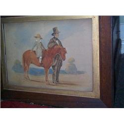 IRISH SCHOOL (19th CENTURY), Watercolour, A boy of the Gore-Booth Family on his pony with a groo...