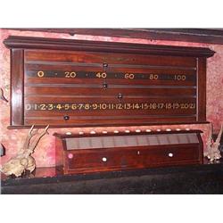 AN EARLY VICTORIAN MAHOGANY AND, PAINTED BILLIARDS SCOREBOARD,, by BURROUGHES & WATTS, LONDON, c...