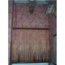 A COLLECTION OF FORTY EARLY VICTORIAN BILLIARD CUES, circa 1840, and some later, some with ivory ins