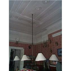 A WILLIAM IV LACQUERED-BRASS, BILLIARD-TABLE LIGHT, circa 1835-40, with eight branches, originally..