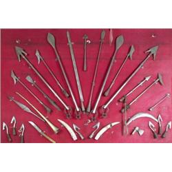 SIR HENRY GORE BOOTH'S TROPHY DISPLAY, LATE 19th CENTURY. A display of harpoons and other whaling ge