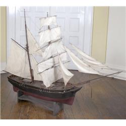A SHIP'S MODEL OF A RIGGED YACHT,, 19th CENTURY, wood, paint, string, cotton and metal, approx 1...
