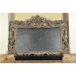 AN IRISH EARLY VICTORIAN GILTWOOD, OVERMANTEL MIRROR, circa 1840, with shaped, rectangular plate...