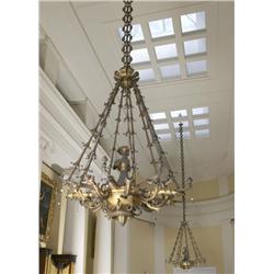 A WILLIAM IV LACQUERED BRASS NINE-LIGHT GASOLIER, attributed to WILLIAM COLLINS, circa 1835, a pair.
