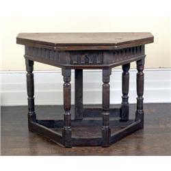 AN ENGLISH OAK GATELEG CREDENCE TABLE, 17th CENTURY, and restored in the 19th century with the addit