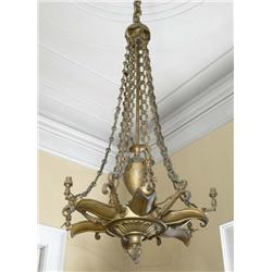 A WILLIAM IV GOLD-PAINTED SIX-LIGHT GASOLIER, attributed to WILLIAM COLLINS, circa 1835, the foliate