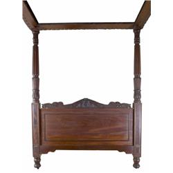 AN IRISH WILLIAM IV MAHOGANY FOUR-POST BED, attributed to WILLIAMS & GIBTON, circa 1835,, with lap..