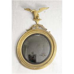 AN IRISH GEORGE IV GILTWOOD AND EBONISED CONVEX MIRROR,, by RICHARD JACKSON OF DUBLIN, circa 1825,..