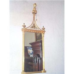 A PAIR OF REGENCY STYLE GILTWOOD, AND VERRE EGLOMISÉ PIER GLASSES,, 20th CENTURY, each with rect...