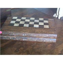 A VICTORIAN PEWTER-INLAID CALAMANDER, MOTHER-OF-PEARL AND EBONY GAMES COMPENDIUM, circa 1860, in the