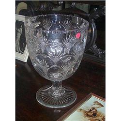 A LARGE VICTORIAN GLASS FOOTED BOWL WITH FAN CUTTING, LATE 19th CENTURY,, on star cut foot, 36cm...