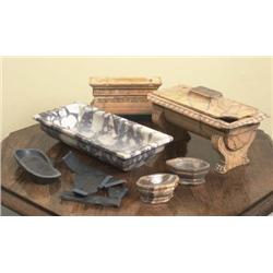 A GROUP OF ITALIAN GRAND TOUR SPECIMEN MARBLE SOUVENIRS, circa 1830-40, comprising;, a breche viol..