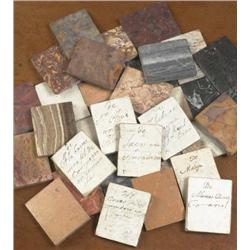 A QUANTITY OF GRAND TOUR POLISHED SPEC, IMEN MARBLES, EARLY 19th CENTURY, each with a Spanish hand..