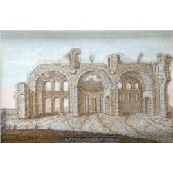 AN ITALIAN SHELL PICTURE,, EARLY 19th CENTURY, inscribed 'Tempio della Pace', framed, 61.5cms x...