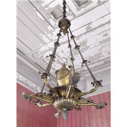 A WILLIAM IV LACQUERED-BRASS, FOUR-LIGHT GASOLIER, attributed to, WILLIAM COLLINS, circa 1835, d...