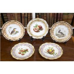 A SET OF SIX FRENCH DESSERT PLATES,, circa 1835, by HONORÉ, three painted with birds and three wit..