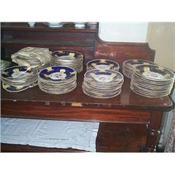 A STAFFORDSHIRE PART DINNER SERVICE,, circa 1830-50, each piece with gilded gadrooned rim and cent..