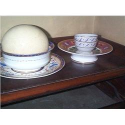 A MISCELLANEOUS LOT, comprising a bowl on stand, probably Derby; a tall Paris comport; a pair of tea