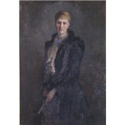 SARAH HENRIETTA PURSER, R.H.A. (1848-1943), Oil on canvas A portrait of Georgina, Lady Gore-Booth,..