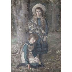 SARAH HENRIETTA PURSER, RHA (1848-1943), Oil on canvas, A double portrait of Constance and Eva G...