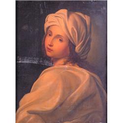 After GUIDO RENI, Oil on canvas, Portrait of a girl, bust-length, in a white headdress, 24 x 1...
