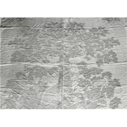 A LINEN TABLECLOTH, PROBABLY 19th CENTURY, with oak leaf pattern, 270cms x 305cms., e100/200...