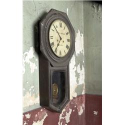 AN IRISH EARLY VICTORIAN MAHOGANY CASED WALL CLOCK, circa 1840, with white enamelled dial inscribed<