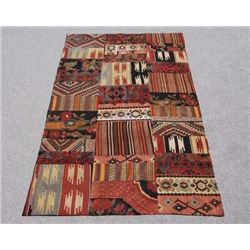 Spectacular handmade semi antique Turkish patchwork Kilim