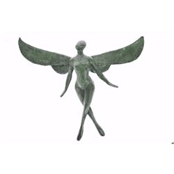 Green Patina Angel Wall Mount Bronze Sculpture