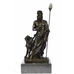 Zeus And Poseidon Brother Holding Dog Bronze Sculpture
