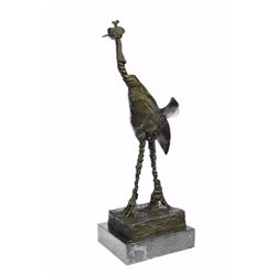 Ostrich Wild Life Bronze Sculpture on Marble Base Figurine