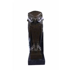 Modern art Owl Bronze Sculpture on Marble base Statue