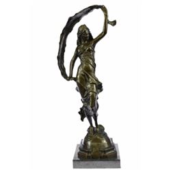 Beauty Ribbon Dancer Bronze Sculpture on Marble base Statue