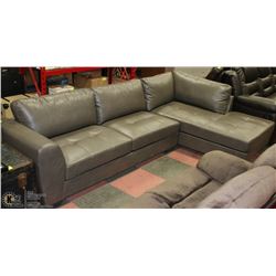 NEW GREY LEATHERETTE CHAISE SECTIONAL